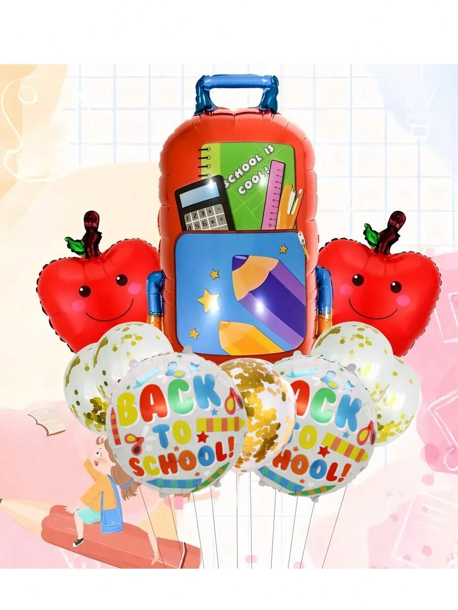 16 piezas Globos con forma de mochila y lápiz de película de aluminio, decoración de la temporada de vuelta al colegio, adecuado para la decoración de la temporada de vuelta al colegio, decoración de fiestas con temática escolar