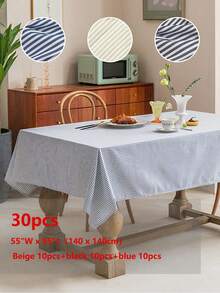 Simple Oxford Striped Tablecloth, Suitable For Picnic, Party, Restaurant, Kitchen, Cafe, Dining Table Decor, Daily Home Decoration - Multicolor - View 24