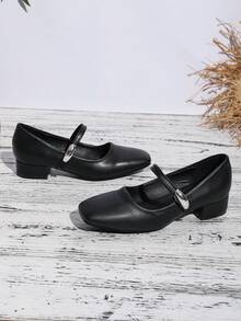 XCM Christmas Mary Jane Shoes, Women's Low-Heeled Shoes, Dress Shoes, Pumps, Low-Heeled And Chunky-Heeled Mary Jane Pumps Are Suitable For Women's Formal And Casual Wear. - 黑色 - 查看 6
