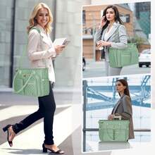 Teacher Tote Bag 15.6 Inch Laptop Bag For Women Work Bag Laptop Tote Nurse Bag Professional Computer Messenger Bag With Insulated Pocket, Laptop Briefcase For Office, College, Nursing - 薄荷綠 - 查看 7