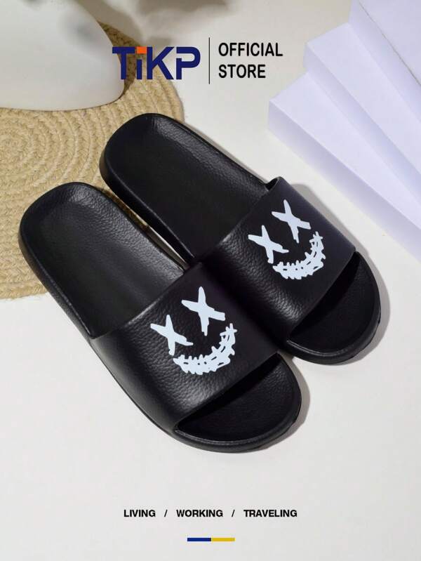 TIKP Men's EVA Non-Slip Slippers, Lightweight Open-Toe Quick-Drying Sandals, Suitable For Indoor/Bathroom/Outdoor/Beach, Personalized Printed Couple House Slippers