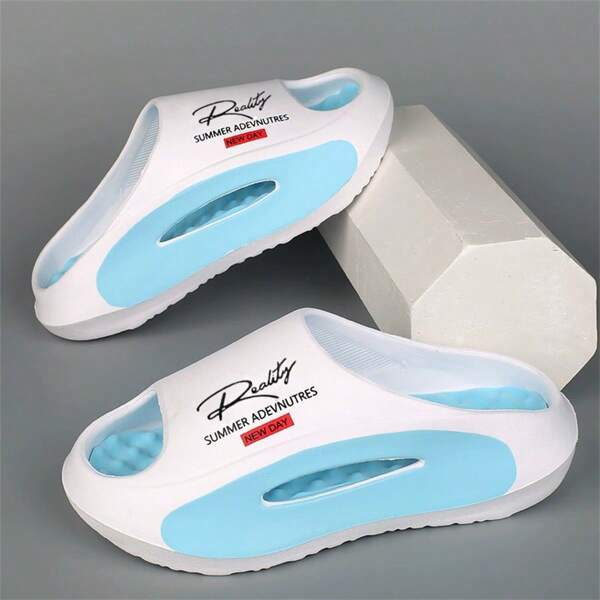 Men's Casual Street EVA Slippers, Comfortable Non-Slip Durable Portable Sandals, Fashion Creative Print Unisex Couple Slippers Suitable For Indoor, Outdoor, Beach, Camping & Shower, Spring/Summer