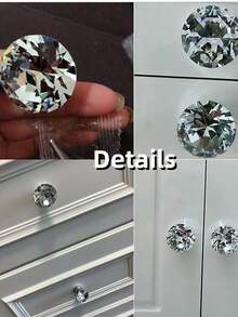 1件、2件、水晶玻璃抽屉/橱柜门把手，钻石型拉手 - 彩色 - 查看 1