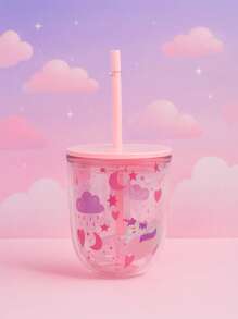 SIP JOY piąta seria spersonalizowanych kubków ze słomką i pokrywką, kubek na wodę 350 ml, uroczy przenośny plastikowy kubek odpowiedni do picia dla uczniów w domu i na zewnątrz