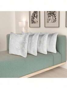 Kit Of 4 Decorative Cushion Covers With Jacquard Zipper - White - View 1