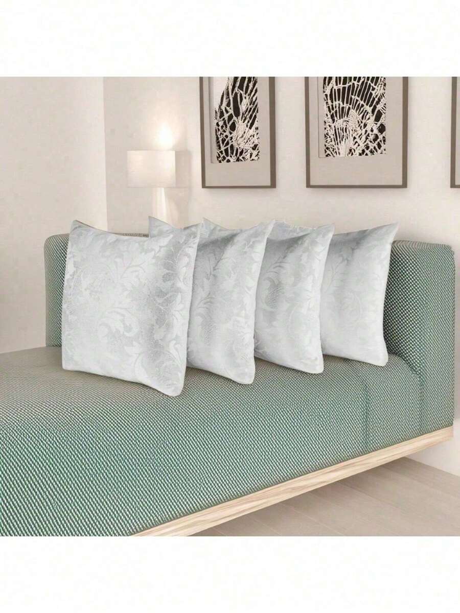 Kit Of 4 Decorative Cushion Covers With Jacquard Zipper - White - View 1