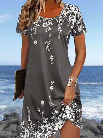 New Arrival Fashion Lightweight Elegant Casual Vacation Style Women Short Sleeve Dress, Suitable For Outdoor, Home, Travel, Work - Spring/Summer