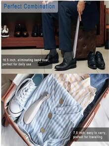 1个符合人体工学的不锈钢长柄鞋拔，适合老年人、残疾人士、孕妇使用，可用于卧室、客厅、户外和浴室。 - 銀色 - 查看 5