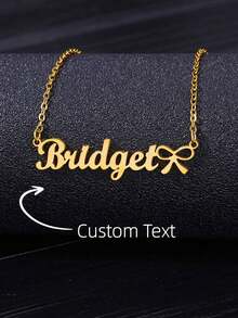 1 PIEZA Collar con nombre personalizado de lazo para niña, color dorado, collar de acero inoxidable con lazo y nombre personalizado, joyería de fiesta, regalo, dorado, elegante, colorido, vintage, sencillo, unisex, casual, lindo, personalizado, único, regalo ideal para él, regalo ideal para ella, novia, novio, papá, mamá, familia, amigos, para aniversarios, para cumpleaños, para graduación, para baile de graduación, para fiestas - Dorado - Ver 9