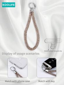 Koolife 1 件水晶蝴蝶水钻手机饰品，串珠吊坠装饰，适用于手机/手腕/耳机，送给母亲、家人、朋友、生日、节日的礼物，手机壳配件