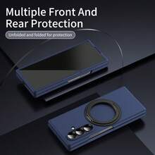 Hadaasi 1 pieza Funda con soporte magnético multicolor con película de vidrio templado integrada, soporte giratorio de anillo de 360°, compatible con carga inalámbrica magnética Magsafe, hebilla de anillo de dedo invisible, tacto de piel mate cómodo, adecuado para Samsung Galaxy Z Fold 8 Ultra/Z Fold 8/Z Fold 7/Z Fold 6/Z Fold6 Slim/W25/Z Fold 5/Z Fold 4/Z Fold 3 - Multicolor - Ver 8