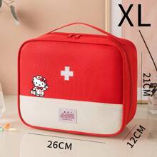 Sanrio 1/3 عبوة حقيبة طبية إسعافات أولية محمولة من النايلون مقاومة للماء من ساتريو هيلو كيتي، مغلقة بسحاب أحمر لحالات الطوارئ والوقاية من الأوبئة للسفر والرحلات العائلية والمخيمات والحفلات الصيفية الخارجية والتخييم والرحلات البرية، إكسسوارات السفر، منظم السفر، لوازم السفر، حقيبة السفر، عطلة الجامعة، السفن البحرية