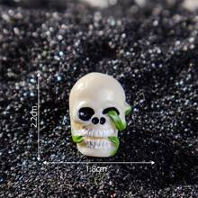 6 Stücke Cartoon 3D Halloween Totenkopf Deko, DIY Kunsthandwerk aus Harz, kleine Ornament-Accessoires