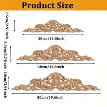 1 件 30cm/40cm/50cm 长木质贴花贴花木质装饰贴花贴花 DIY 木质贴花未上漆木质雕花贴花适用于床门柜衣柜家具装饰