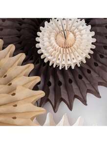 1件/11件/13件装棕色派对装饰品，中性色派对装饰品，空心蜂窝圆形纸扇，乡村风格生日婚礼毕业派对用品，蓝色生日派对装饰品，彩带装饰 - 棕色系紙扇 - 查看 4