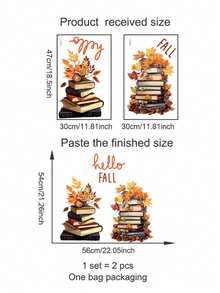“你好秋天”秋季枫叶墙贴 - 自粘秋季装饰，带有南瓜、折叠毛衣或书籍和暖色调，适用于客厅、卧室、走廊 - 耐用塑料季节性家居装饰、秋季家居装饰、节日房间装饰、秋季主题艺术品、易于粘贴的贴纸、舒适的秋季主题、高品质 PVC、DIY 爱好者