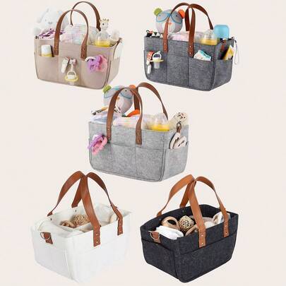 1 件婴儿育儿室储物篮 - 尿布收纳袋、婴儿车挂袋、育儿室必需品收纳袋，适用于尿布台、新生儿必需品、婴儿洗澡礼物和男孩或女孩的登记处