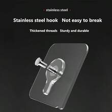 32/16/8/4pcs No Drill Invisible Nail Screw Adhesive Tile Hooks, Strong Sticky Wall Hooks For Photo Frame, Damage-Free Hanging - Clear - View 7