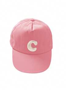 1 PC Baby Girls A-Z Letter Patch Classic Baseball Cap Baby Girls Sun Caps Suitable For Toddler Aged 1-3 Years Old - Pink - View 10