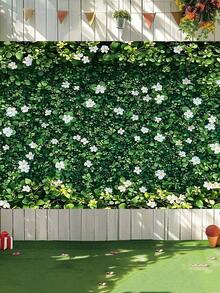 1 Stück - Riesige Frühlings Blumen Wanddekoration - grüne Blätter weiße Blumen Thema Hintergrund ohne Strom benötigt, beständiger Polyester für Innen und Außen, Dekoration für Veranstaltungen, Hochzeiten, Partys, Foto Hintergrund, Wandkunst Zuhause, Bankettszene Aufstellung - Verschiedenfarbig - Übersicht 1