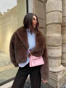 Women's Retro High-End Faux Fur Short Jacket, Loose Version Fashion Casual Coat