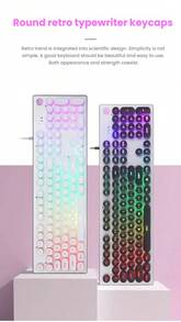 HP Teclado mecánico retro K500Y, diseño steampunk, iluminación colorida RGB, juegos de deportes electrónicos y oficina, eje de alta tecnología, panel completamente metálico, compatible con sistema Win/Mac - Luz mixta negra [sombrero redondo] - Ver 4