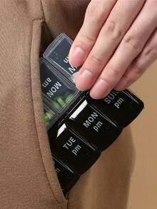 1 Stück 14-Fach Pillenbox, tragbare wöchentliche Pillenbox mit großer Kapazität, 14 Fächer Medikamentenaufbewahrungsbehälter, geeignet für den Schulstart - Verschiedenfarbig - Übersicht 9