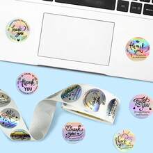 500pcs Rainbow Laser Thank You Stickers 1inch Small Business Stickers Adhesive Labels For Boutiques Wrapping Supplies - Một cỡ - Xem 3