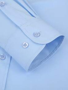 1 Pc Classic Mens Solid Business Shirt Slim Fit Button Down Office Work Formal Casual Wear Essential - 淺藍色 - 查看 5