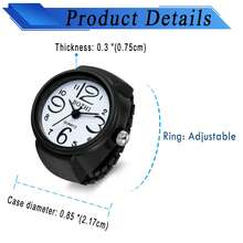 Simple Fashion Large Digital Dial Dial Elastic Strap Hand Ring Watch - 黑色 - 查看 2
