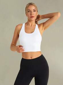 Tender Angel Women's 2 Pieces Sports Bra Set, Removable Padded One-Shoulder Minimalist Racerback Bra, Women's Sports Sleeveless Tight Vest Suitable For Workout, Yoga, Casual And Running - 彩色 - 查看 4