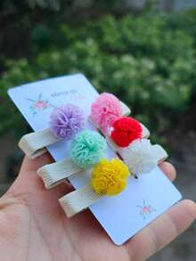 Bows For Girls Hair Clips With Pompom For Hair