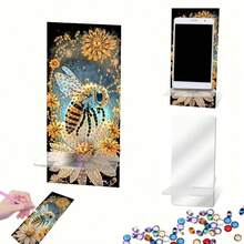 1pc Women's Acrylic Diamond Painting Kit - 5D Crystal Painting By Numbers, Colorful Fox/Bee/Seahorse/Deer/Pattern Design, Multifunctional Phone Holder And Mirror Stand, Creative DIY Craft Gift Set - Multicolor - View 17