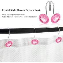 MitoVilla Purple Shower Curtain Hooks Rings, Metal Shower Hooks Shower Curtain Liner, Purple Rust Proof Shower Rings Curtain Accessories And Bathroom Shower Rod, 12 Pack Bathroom Set - 粉色 - 查看 4
