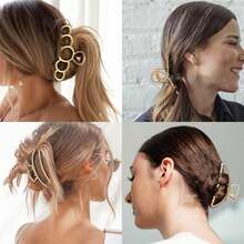 5pcs Hair Clips Set, Golden Large Clips For Thick And Thin Hair, Non-Slip Metal Hair Clip, Hair Clip Hair Claw For Women Hair Styling Tool - 5件 - 查看 6