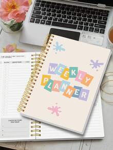 1pc Weekly Agenda Planner – A5 Undated Notebook With Time Slots, Checklist, Mood Journal & Workout Log, 96 Pages,Task Management & Personal Organizer, Office & School Supplies, Back To School - Multicolor - View 2