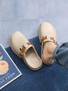 男士户外休闲拖鞋，封闭式鞋头设计，轻便，适合水上运动，夏季通勤 - 卡其色 - 查看 4