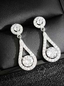 MOONSO 1 Pair Elegant Teardrop Hollow Out Design Women Stud Earrings, For Wedding, Party, Gift-Giving E514