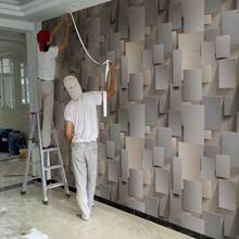 لفة ورق حائط لاصق معاصر ذو تصميم هندسي مربعات، ورق جدران ذاتي اللصق مقاوم للماء قابل للإزالة لديكور غرف النوم والحمامات والخزائن، مقاس 950 * 45 سم / 374 * 17.71 بوصة