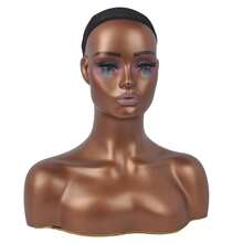 Half Body Mannequin Head With Shoulders - Realistic Display And Styling For Wigs, Jewelry, And Clothing - Durable Design For Salon, Shop, Or Home Use - Easy To Maintain - Brown - View 4
