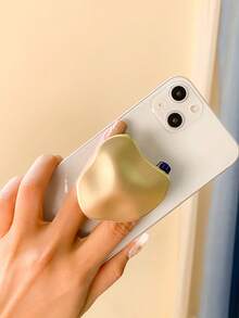 1pc Metal Electroplated Mirror Finish Phone Stand, Adhesive Telescopic Sliding Holder, Asymmetric Design Stand, Desktop TV Viewing Accessory, Compatible With IPhone, Android Phones, Birthday & Gift, Family & Friends, Push-Pull Phone Holder, Phone Accessory - Matte Shape - View 7