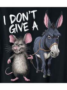 I Don't Give A Rats Ass Mouse & Donkey Funny T-Shirt - Black - View 2