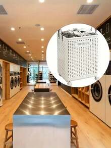 1pc Laundry Basket Cart With Wheels, Foldable Laundry Basket, Large Capacity, Versatile Portable Dirty Laundry Basket, Removable Storage, Suitable For Bathroom, Bedroom Or Laundry Room, Laundry Basket - 奶油色 - 查看 9