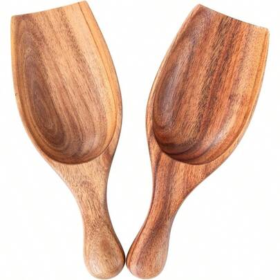Big Coffee Scoop Shovel, 2pcs Large Ground Coffee Scoop, Wooden Bean Salt Spoons, Wood Serving Spoons For Beans Powder Sugar From Big Jars Canisters, Multifunctional Kitchen Scoop