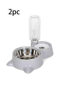 1 Set Cat Shaped Pet Bowl, Stainless Steel Automatic Water Feeder Pet Bowls Suitable For Cats & Small/Medium Dogs