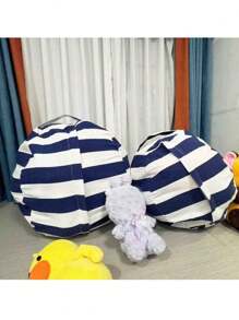 1 pezzo Borsa portaoggetti in peluche a righe, fodera per sedia di grande capacità con manico, materiale in poliestere di alta qualità, borsa multiuso con cerniera per riporre coperte, borsa portaoggetti in peluche per bambini, borsa a righe per divano, borsa da viaggio con zip e grande capacità per coperte, borsa multifunzione in tela per giocattoli, coperte e articoli da viaggio, scatola portaoggetti per l'organizzazione domestica, la miglior scelta per riporre giocattoli a casa