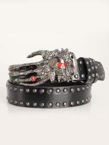 Cinturón Studded de ojos rojos para nueva llegada, cinturón único de estilo rock oscuro punk Y2K, adecuado para música rock, fiesta de Halloween