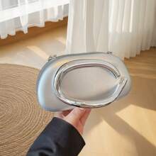 حقيبة يد فضية مصنوعة من البلاستيك الشفاف عصرية وأنيقة، هدية شخصية مميزة، إكسسوارات جديدة لعام 2025، أناقة مناسبة لجميع المناسبات، ترف بأسعار معقولة، حقيبة حفلات متمردة، مناسبة للحفلات والزفاف والرقص والعشاء/الولائم، حقيبة أنيقة للسيدات، المقاس 19سم * 6.5سم * 11سم