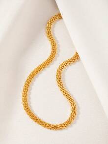 1 件宽蛇骨扁平链项链，适合日常佩戴和派对