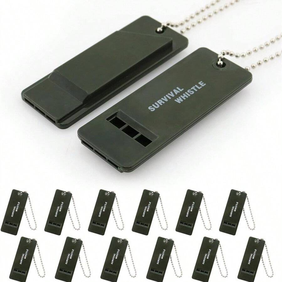 12pcs Multi-Frequency Outdoor Survival Whistle, Emergency Rescue Whistle, High-Pitch Triple Tone, Suitable For Camping And Hiking, High Decibel Outdoor Rescue Whistle - Applicable For Outdoor Camping, Sports Referee Whistle, Command Whistle